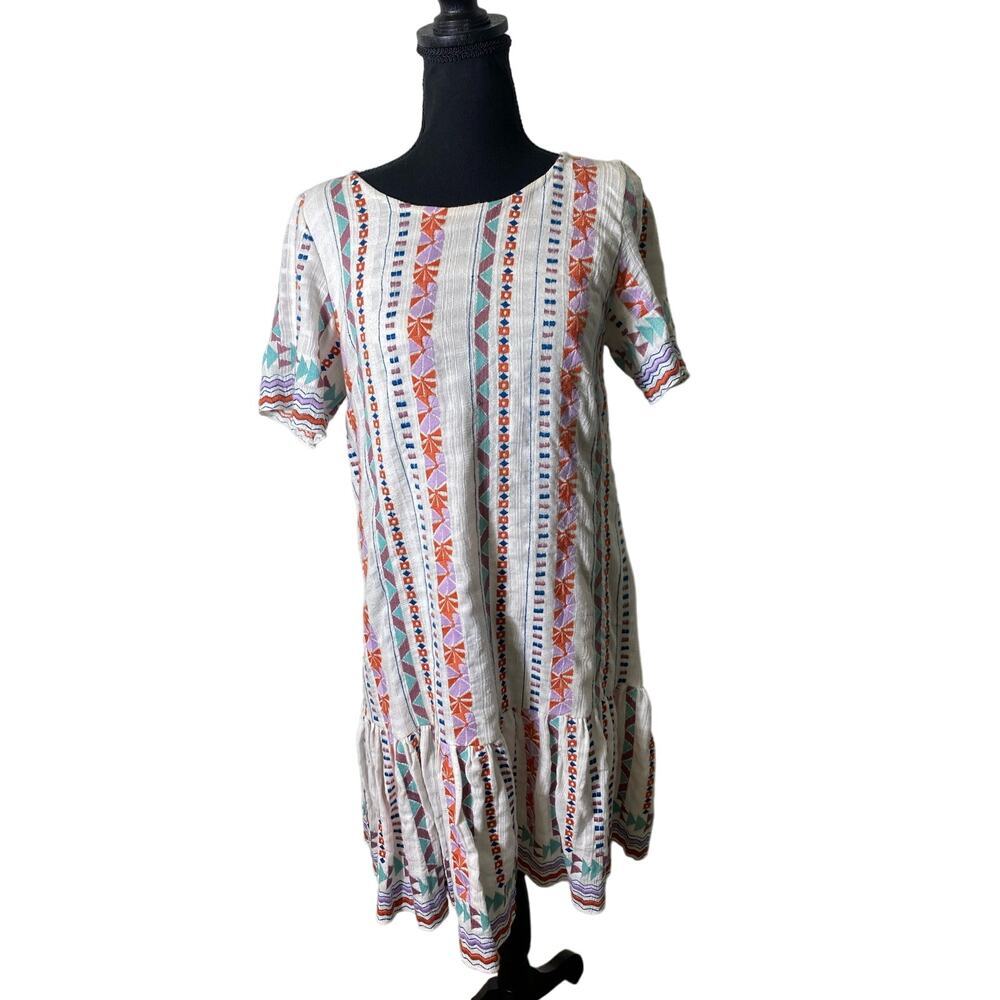 Duet White Cotton Drop Waist Dress Sz S